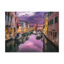 Imagem do pôr do sol dos canais de Veneza na Itáli