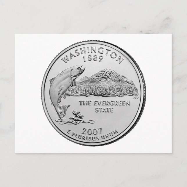 Cartão Postal Imagem do Quarto de Dólar do Estado de Washington (Frente)