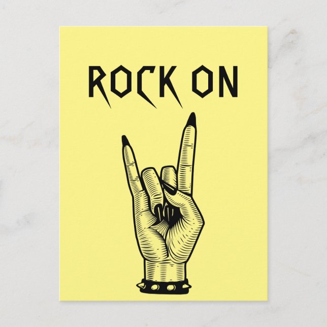 Cartão Postal Imagem do Sinal de Mão Fêmea Rocker (Frente)