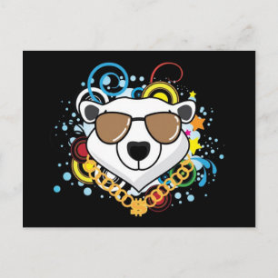 Cartão Postal Imagem Engraçada Do Urso Polar Do Salto Da anca