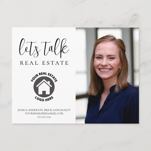 Cartão Postal Imagem Real de Informações de Contato Branco (Frente)