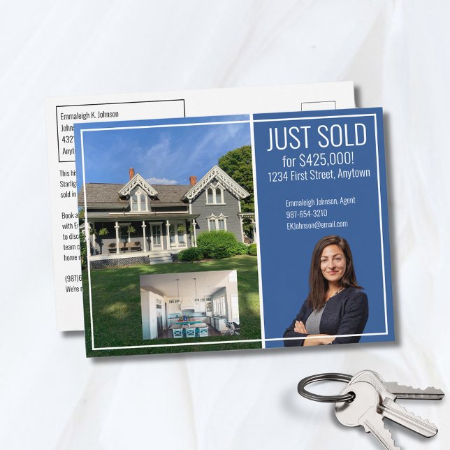 Cartão Postal Imagem Real Estate Direct Mail Modern Blue 2 (Criador carregado)