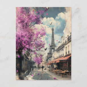 Cartão Postal Imagem romântica do PAris com a torre Eiffel