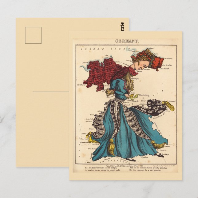 Cartão Postal Imagens da Alemanha Mapas Vintage Postcard (Frente/Verso)