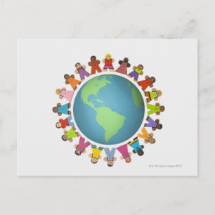 Cartão Postal Imagens multiétnicas circundam o mundo