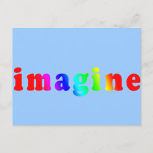 Cartão Postal Imagine a inscrição a cores no arco-íris