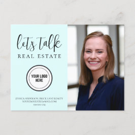 Cartão Postal Imobiliária Azul da Moda Adicionar Logotipo