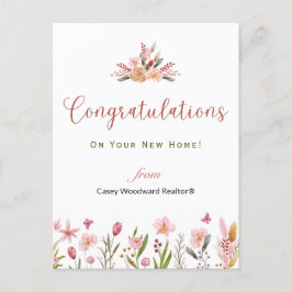 Cartão Postal Imobiliário Parabéns Flores Personalizadas