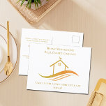 Cartão Postal Imobilizador Personalizado de Logotipo da Casa Dou<br><div class="desc">Este cartão postal da empresa imobiliária chinesa é personalizado com a sua empresa e o nome do agente. Estes cartões postais elegantes do realtor do ouro têm uma bonito casa com uma faixa do tempo no topo e curvas elegantes por baixo para uma conferência profissional. Personalize este item de marketing...</div>