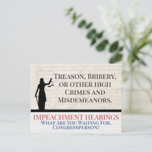 Cartão Postal Impeachment de Trump Crimes Graves Delitos Justiça