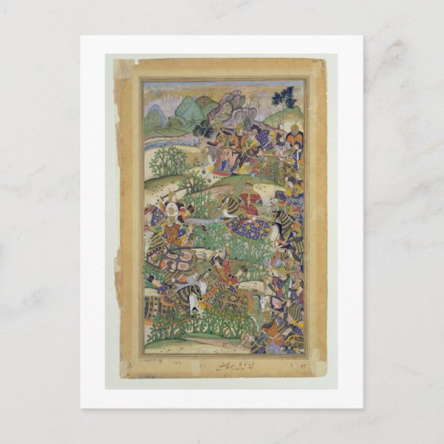 Cartão Postal Imperador Akbar (r.1556-1605) na batalha de Samal (Frente)