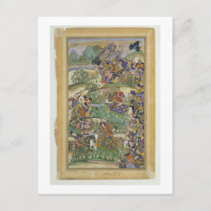 Cartão Postal Imperador Akbar (r.1556-1605) na batalha de Samal