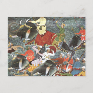 Cartão Postal Imperador Akbar River Ganges da Escola Mughal
