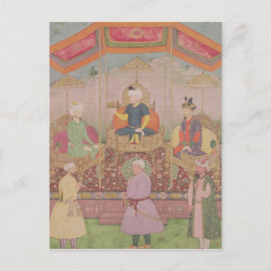 Cartão Postal Imperador Mughal Babur e seu filho, Humayan