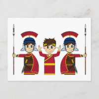 Imperador Romano e Soldados Cartoon