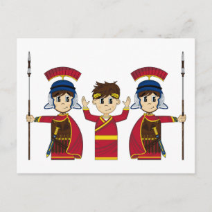 Cartão Postal Imperador Romano e Soldados Cartoon
