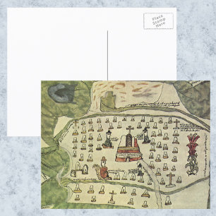 Cartão Postal Império Asteca de Montezuma, Mapa Mundial Antiqua