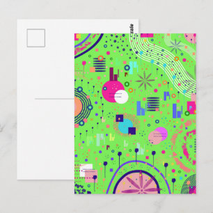 Cartão Postal Impressão Abstrata Verde Lima
