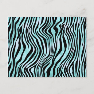 Cartão Postal Impressão Animal Azul Brilhante Pele de Zebra Turq