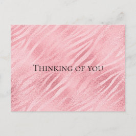 Cartão Postal Impressão animal rosa-zebra Pensando em você
