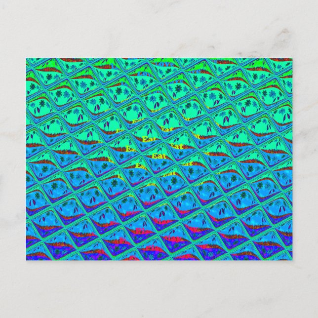 Cartão Postal Impressão Artística com Motivo de Sereia Azul Ital (Frente)