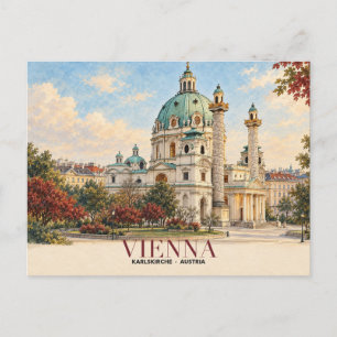 Cartão Postal Impressão artística da Karlskirche de Viena