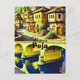 Cartão Postal Impressão artística de Peja Kosovo, Cidade da Mont