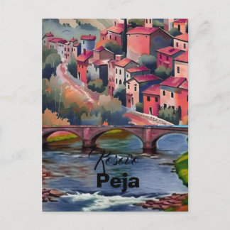 Cartão Postal Impressão artística de Peja Kosovo, Cidade da Mont