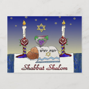 Cartão Postal Impressão Artística Judaica Shabat Shalom