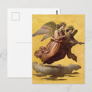Cartão Postal Impressão Artística Religiosa Católica Anjo Dourad
