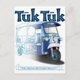 Cartão Postal Impressão Azul TukTuk