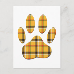 Cartão Postal Impressão da Pata de Cachorro de Tartan