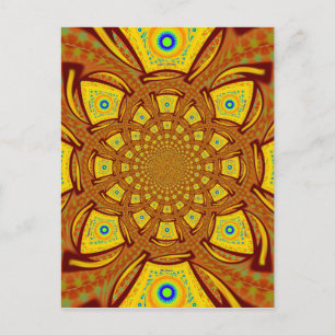 Cartão Postal Impressão de Arte Caleidoscópio Dourado