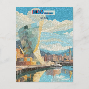 Cartão Postal Impressão de Arte de Bilbao Espanha, Ilustração de
