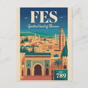 Cartão Postal Impressão de Arte de Poster de Viagem Retro Fes Ma