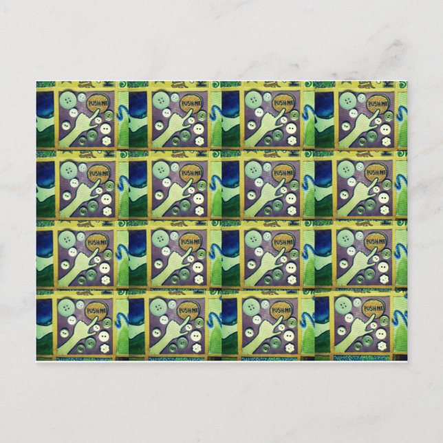 Cartão Postal Impressão de Arte Mosaica Divertida Contemporânea  (Frente)
