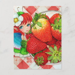 Cartão Postal Impressão de Arte Piquenique de Morango
