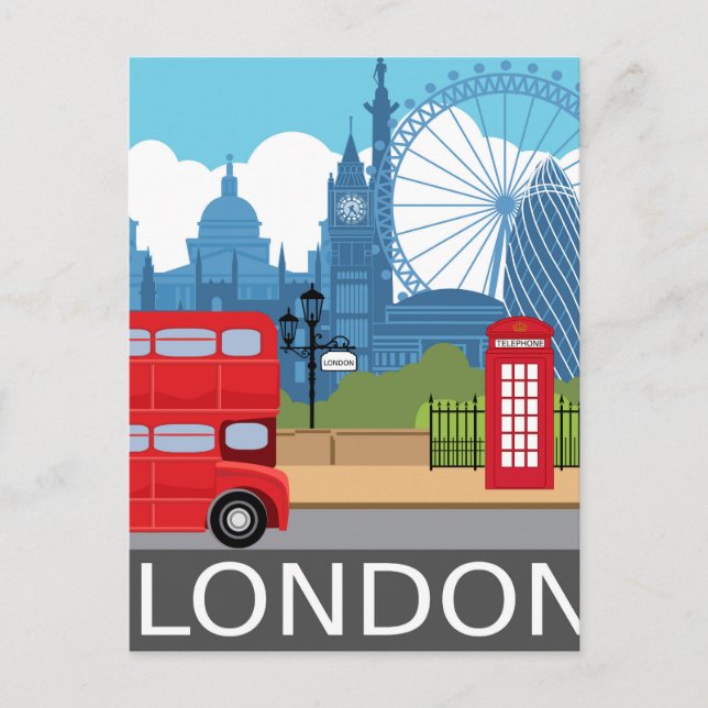 Cartão Postal Impressão de arte retro de viagem de trem de Londr (Frente)