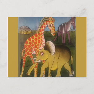 Cartão Postal Impressão de Arte Tripartida Africana