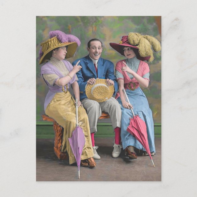 Cartão Postal impressão de artistas de vaudeville de cerca de 19 (Frente)