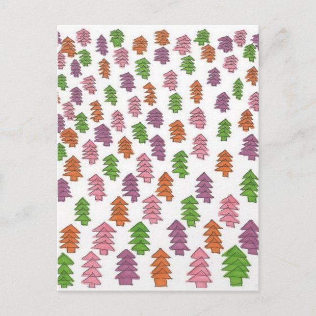 Cartão Postal Impressão de árvores de pinheiro de floresta sem f (Frente)