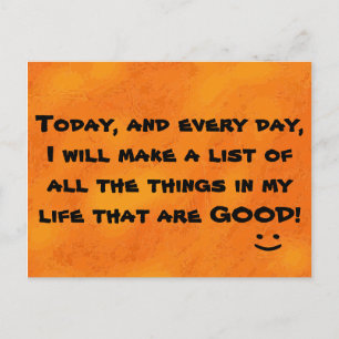 Cartão Postal Impressão de Citação Motivacional Fofa Laranja