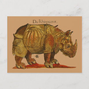 Cartão Postal Impressão de Corte de Madeira Rinoceronte de Vinta