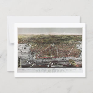Cartão Postal Impressão de Currier e Ives do Brooklyn, 1886