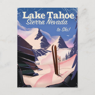 Cartão Postal impressão de esqui vintage sierra nevada do lago t