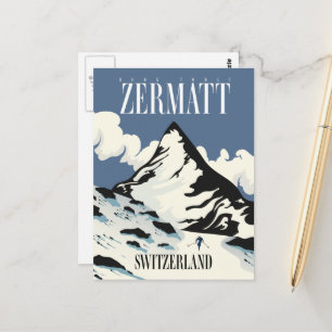 Cartão Postal Impressão de esqui Zermatt Suíça