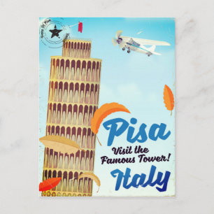 Cartão Postal Impressão de férias Pisa Vintage em Torre inclinad