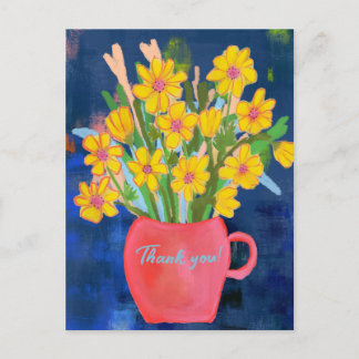Cartão Postal Impressão de Flor Obrigado