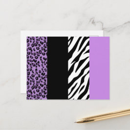 Cartão Postal Impressão de leopardo, impressão de zebra, impress