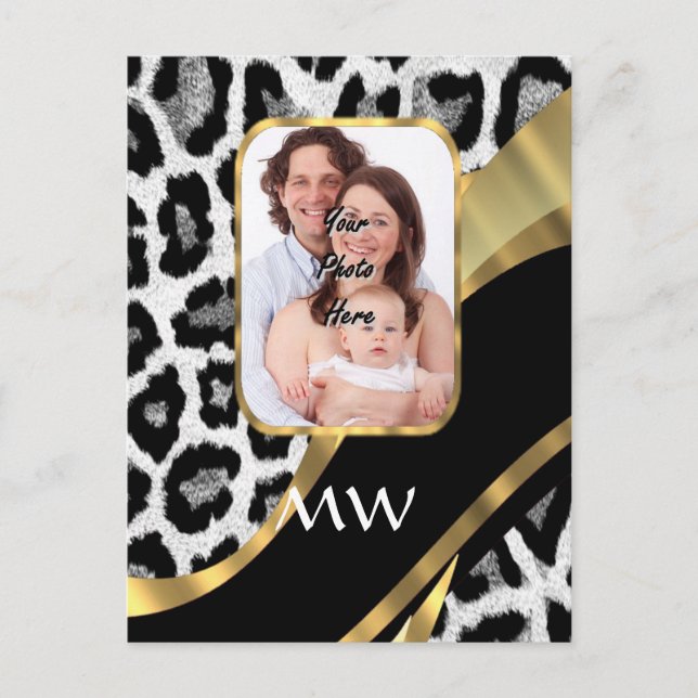 Cartão Postal Impressão de leopardo preto e dourado (Frente)